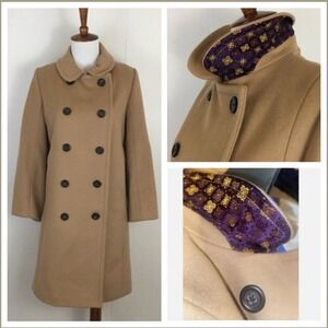 J. Crew Vintage Wool Double Breasted Contrast Peter Pan Collar Coat Size 4